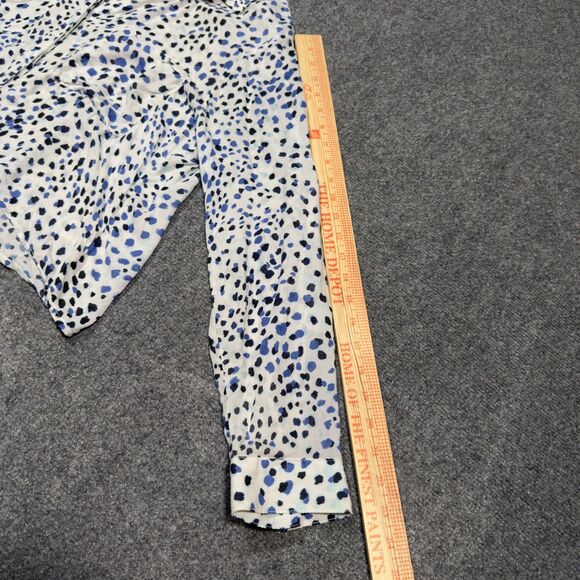 Cloth & Stone Anthropology Blue Leopard Tie Front Button Blouse Top Shirt Large - Picture 6 of 8